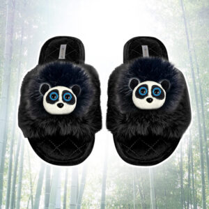 Slippers - Black Faux Fur