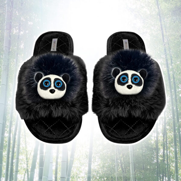 Slippers - Black Faux Fur