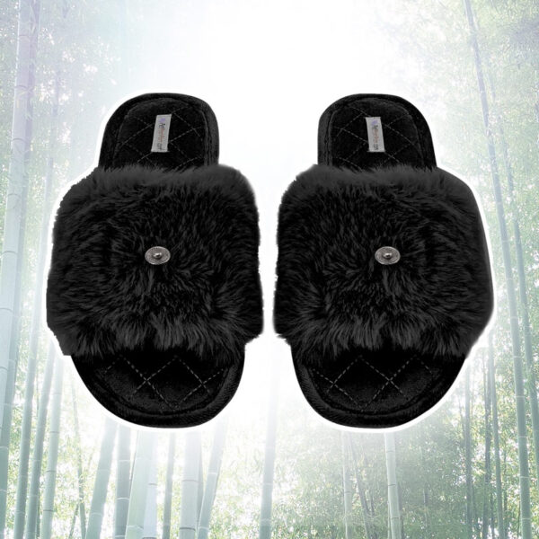 Slippers - Black Faux Fur - Image 3