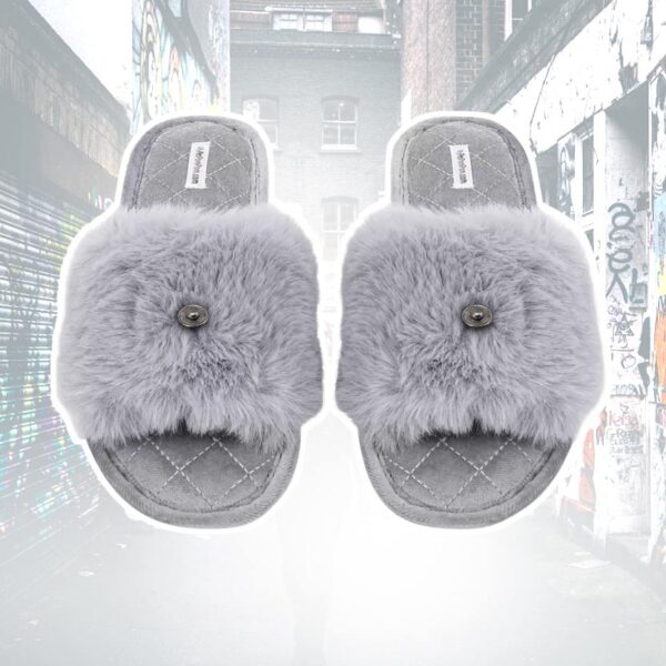 Slippers - Grey Faux Fur - Image 2