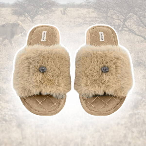Slippers - Beige Faux Fur - Image 3